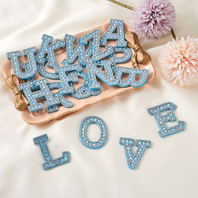 Alphabet Resin Rhinestone Patches DIY-TAC0005-45F-1