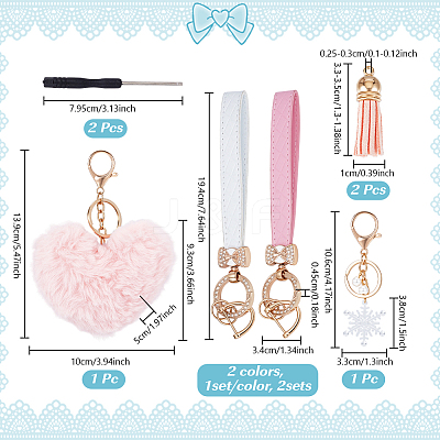 1Pc Plush Heart Polyester Keychains AJEW-NB0008-80-1