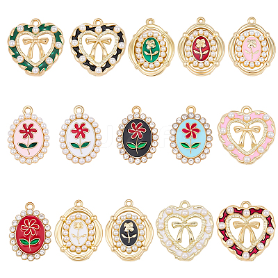 30Pcs 15 Styles Alloy Enamel Pendants FIND-SC0023-25-1