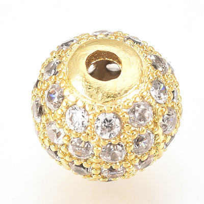 Brass Micro Pave Cubic Zirconia Beads ZIRC-Q013-8mm-142G-1