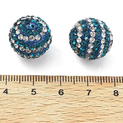 Stripe Pattern Polymer Clay Rhinestone Beads CLAY-NH0001-01E-1