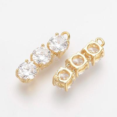 Brass Cubic Zirconia Pendants KK-R015-111G-1