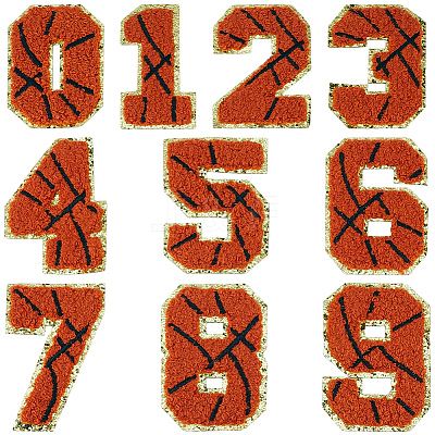 1Bag Sport Theme Number 0~9 Embroidery Cloth Iron on/Sew on Patches PATC-CY0001-65B-1