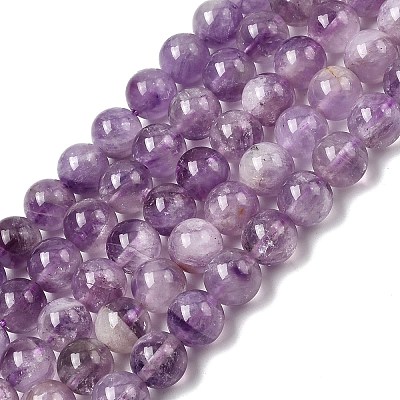 Natural Lavender Amethyst Round Bead Strands G-O134-08-6mm-01-1