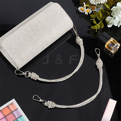 2Pcs Glass Rhinestone Rubber Cord Bag Handles FIND-PH0059-68C-1