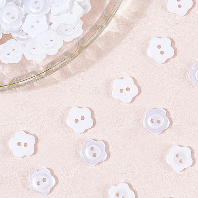 200Pcs 2-Hole Resin Buttons RESI-SP0001-52B-1
