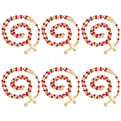 Acrylic Rosary Bead Necklace NJEW-PH01476-1