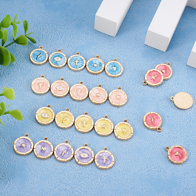 50Pcs 25 Style Zinc Alloy Enamel Pendants ENAM-BT0001-18-1
