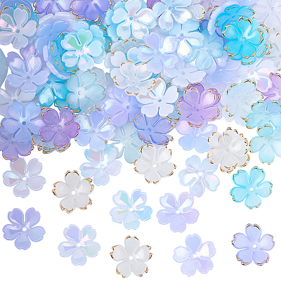 120Pcs 6 Colors Acrylic Bead Caps OACR-BM0001-11A-1