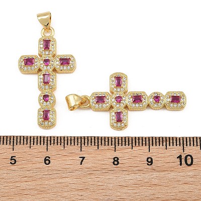 Brass Micro Pave Cubic Zirconia Pendants CU-CBADC6C-12G-06-1