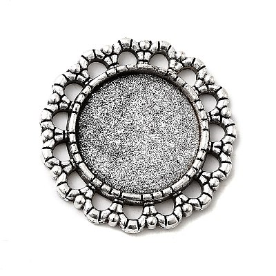 Tibetan Style Alloy Pendant Cabochon Settings TIBEP-N003-73AS-1