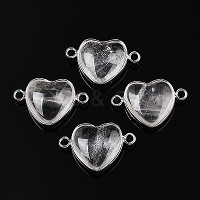 Natural Quartz Crystal Love Heart Pendants G-T138-205C-P-1