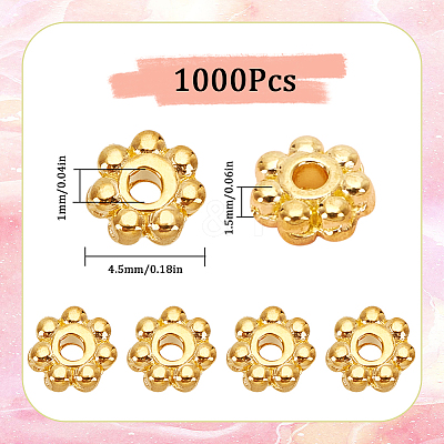 1000Pcs Alloy Daisy Spacer Beads FIND-SP0002-12A-G-1