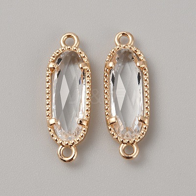 Golden Plated Brass Pave Glass Connector Charms LS-FIND-WH0110-728G-11-1