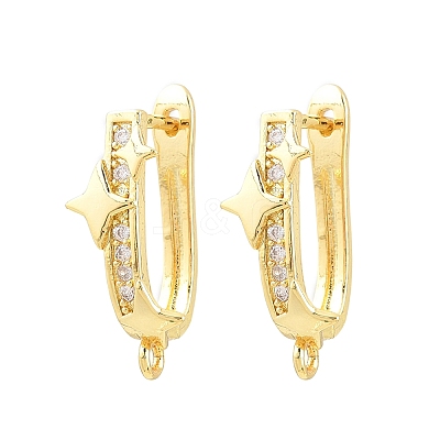 Brass Micro Pave Cubic Zirconia Hoop Earring Findings CU-CBAB5B4-04G-1