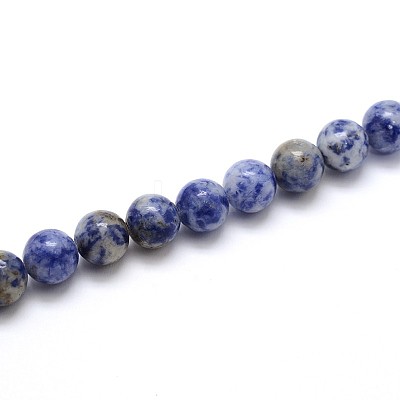 Natural Blue Spot Jasper Round Beads Strands G-O047-01-6mm-1