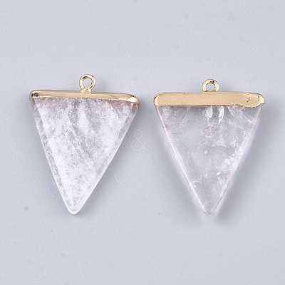 Electroplate Natural Quartz Crystal Pendants X-G-S344-49E-1