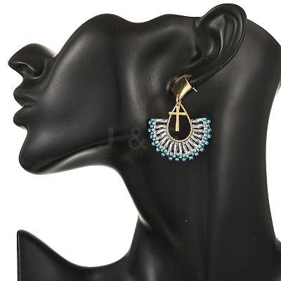 304 Stainless Steel with Glass Seed Beads Hoop Dangle Earrings EJEW-MZ00824-1