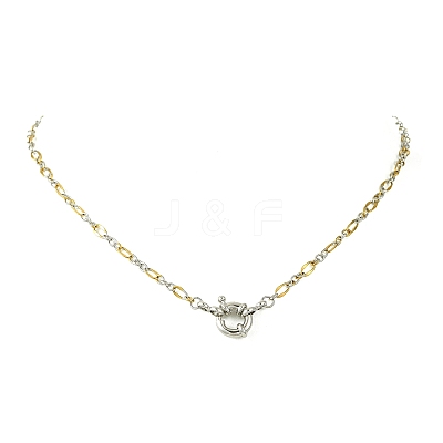 2Pcs 2 Colors 3MM Two Tone 304 Stainless Steel Figaro Chain Necklaces NJEW-JN06465-1