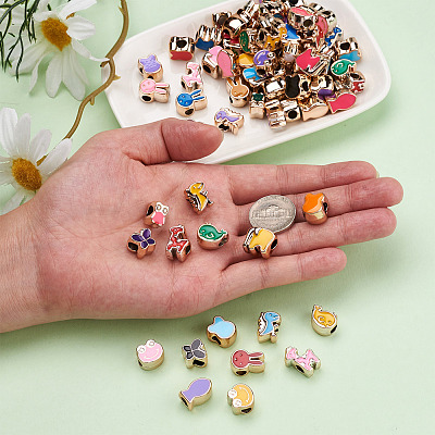 100Pcs 10 Style UV Plating Acrylic European Beads OACR-CD0001-04-1