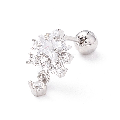 Snowflake Clear Cubic Zirconia Stud Earrings for Women LS-EJEW-A065-03P-1