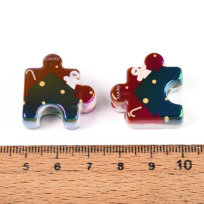 UV Plating Opaque Printed Acrylic European Beads OACR-N153-06E-1