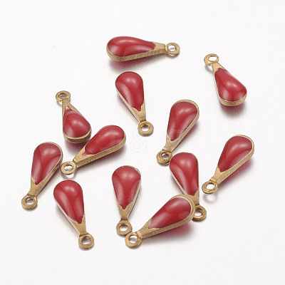 Antique Golden Plated Brass Enamel teardrop X-KK-Q571-01G-1