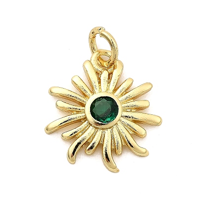 Sun Brass Micro Pave Cubic Zirconia Pendants X-KK-C134-11G-02-1