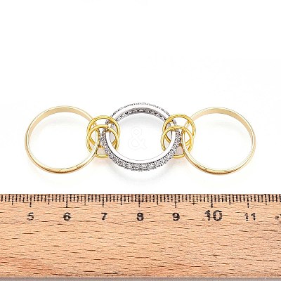 Brass Micro Pave Cubic Zirconia Finger Rings RJEW-D325-01PG-05-1