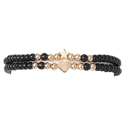 2Pcs 2 Styles Glass Seed Beaded Stretch Bracelet Sets for Women BJEW-JB11373-04-1