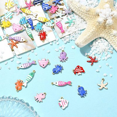 40Pcs 4 Styles 304 Stainless Steel Enamel Charms STAS-CJ0003-27-1