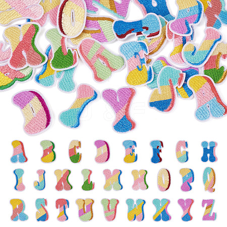 52Pcs 2 Sets Letter A~Z Embroider Thread Cloth on/Sew On Patches PATC-TA0001-40-1