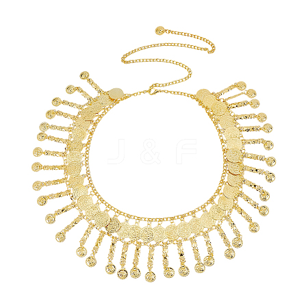 Bohemian Alloy Coin Tassel Waist Chains AJEW-WH0596-933G-1