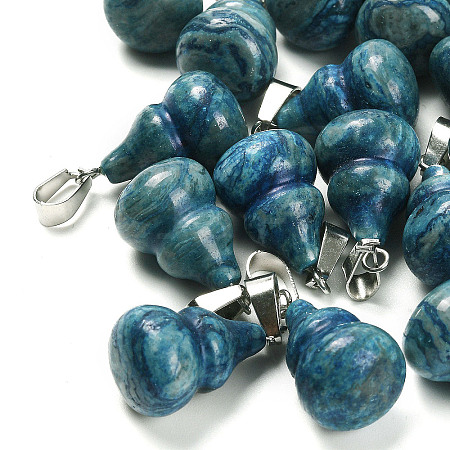Dyed & Heated Natural Blue Agate Pendants G-B127-03P-06-1