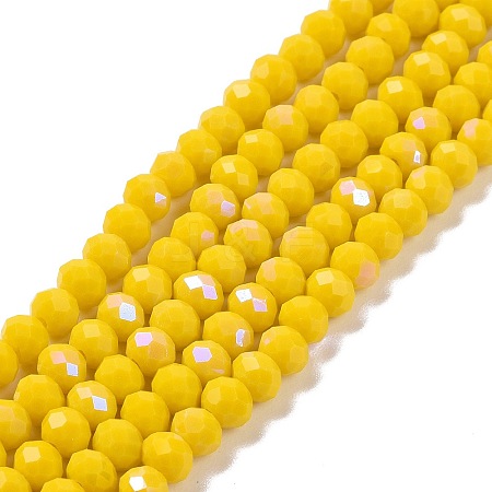 Electroplate Opaque Solid Color Glass Beads Strands EGLA-A044-P2mm-L04-1