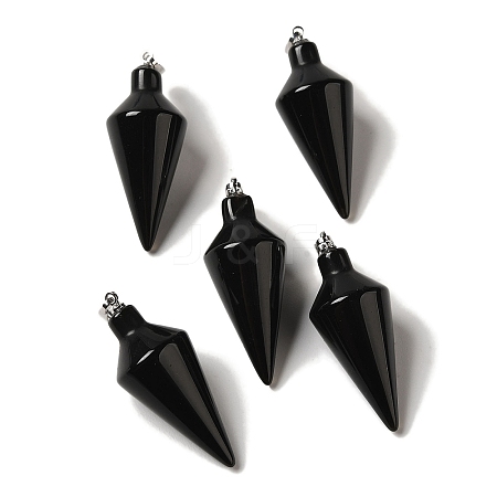 Natural Obsidian Pendants G-Z055-02P-11-1