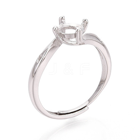 Rhodium Plated 925 Sterling Silver Micro Pave Cubic Zirconia Engagement Solitaire Ring Settings STER-N016-71P-1