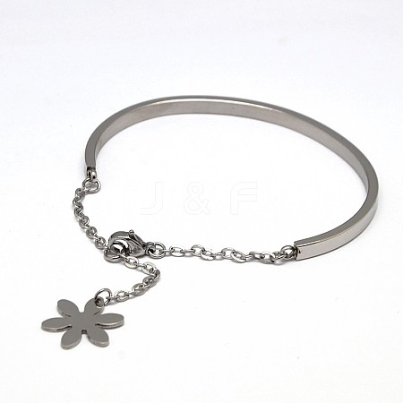 Flower 304 Stainless Steel Bracelets X-STAS-P035-05-1