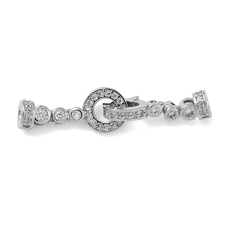 Ring Brass Micro Pave Clear Cubic Zirconia Fold Over Clasps KK-Z143-21P-1
