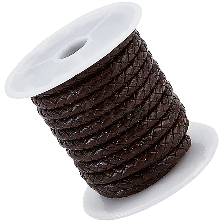1 Roll Round Braided Cowhide Leather Cord NWIR-CL0001-01A-1
