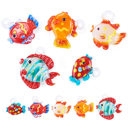 5Pcs 5 Colors Handmade Lampwork Pendants LAMP-TA0002-67A-1