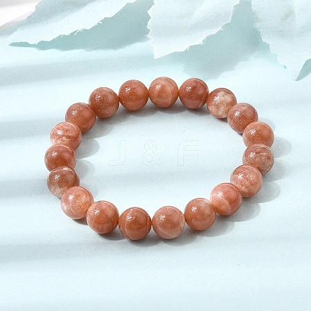 10MM Natural Sunstone Round Beaded Stretch Bracelets for Women GG-CBA3F02-11B-1