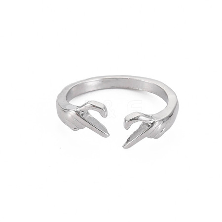 Hand Gesture Love Open Cuff Ring RJEW-S038-226-1