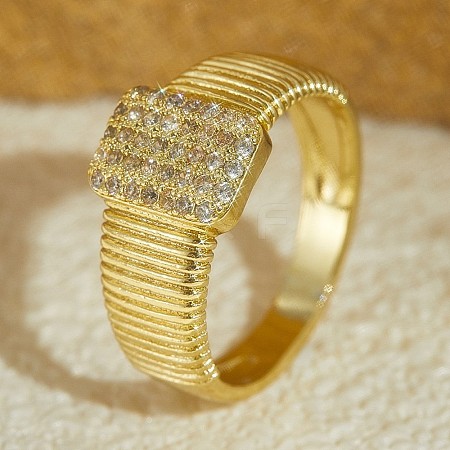 Brass Micro Pave Clear Cubic Zirconia Finger Rings FS-WGEE21A-01-1