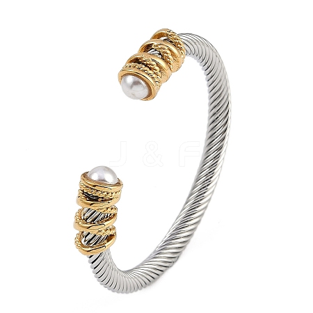 Ion Plating(IP) 304 Stainless Steel Cuff Bangles for Women STAS-M023-16GP-1
