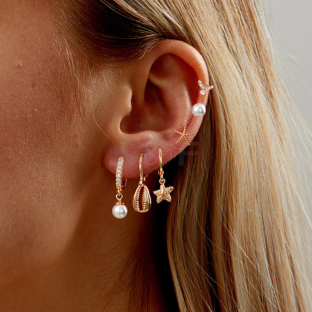 6 Pairs Brass Earring Sets NL6059-1