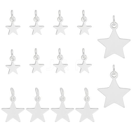 14Pcs 3 Styles 925 Sterling Silver Star Charms STER-BC0003-10-1