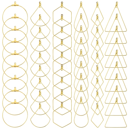 24Pcs 6 Styles 304 Stainless Steel Wire Pendants STAS-FS0001-54-1