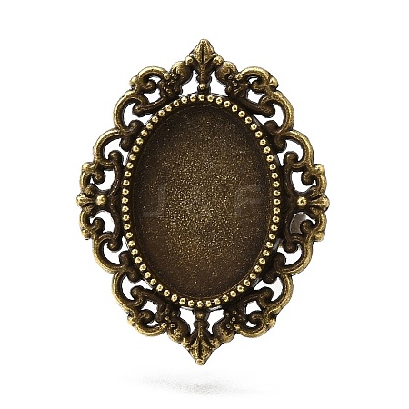 Vintage Adjustable Iron Finger Ring Components Alloy Cabochon Bezel Settings X-PALLOY-Q300-09AB-NR-1
