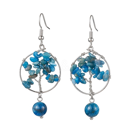 Natural Apatite Dangle Earrings EJEW-JE05747-04-1